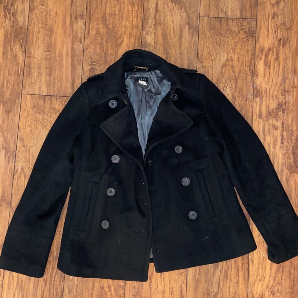 J. Crew double breasted black pea coat